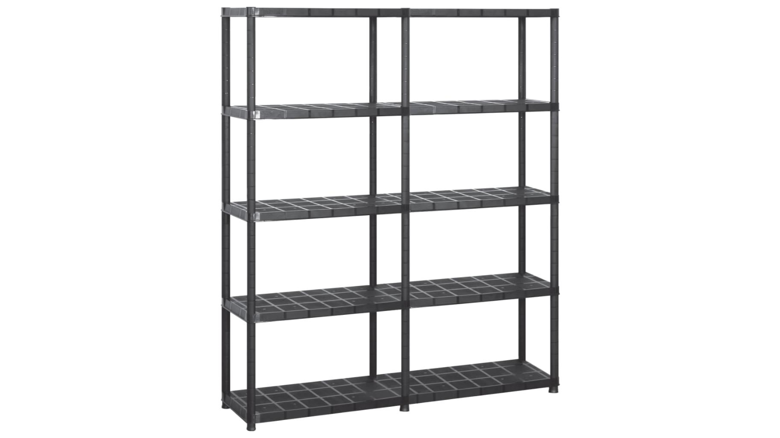 vidaXL Black Plastic 5-Tier Storage Shelf - 142 x 38 x 170cm