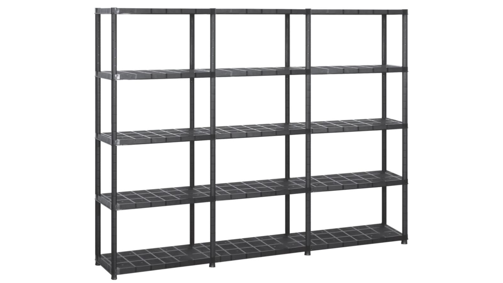 vidaXL Black Plastic 5-Tier Storage Shelf - 213 x 38 x 170cm