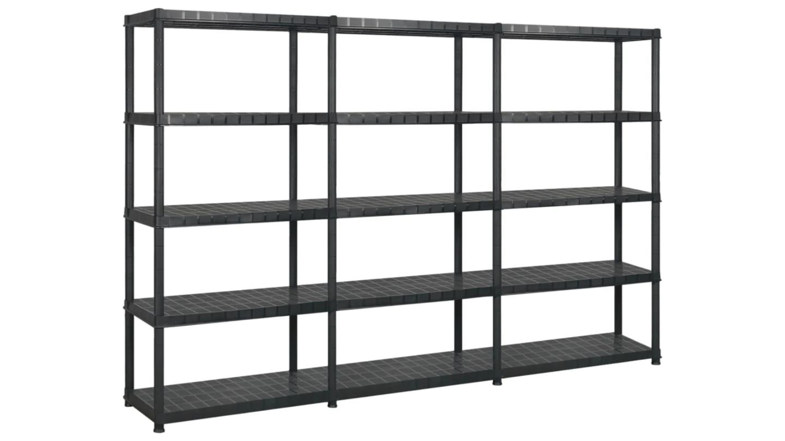 vidaXL Black Plastic 5-Tier Storage Shelf - 255 x 40 x 185cm