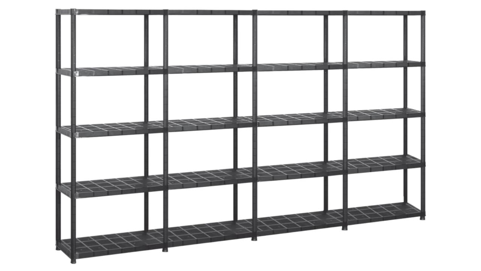 vidaXL Black Plastic 5-Tier Storage Shelf - 284 x 38 x 170cm