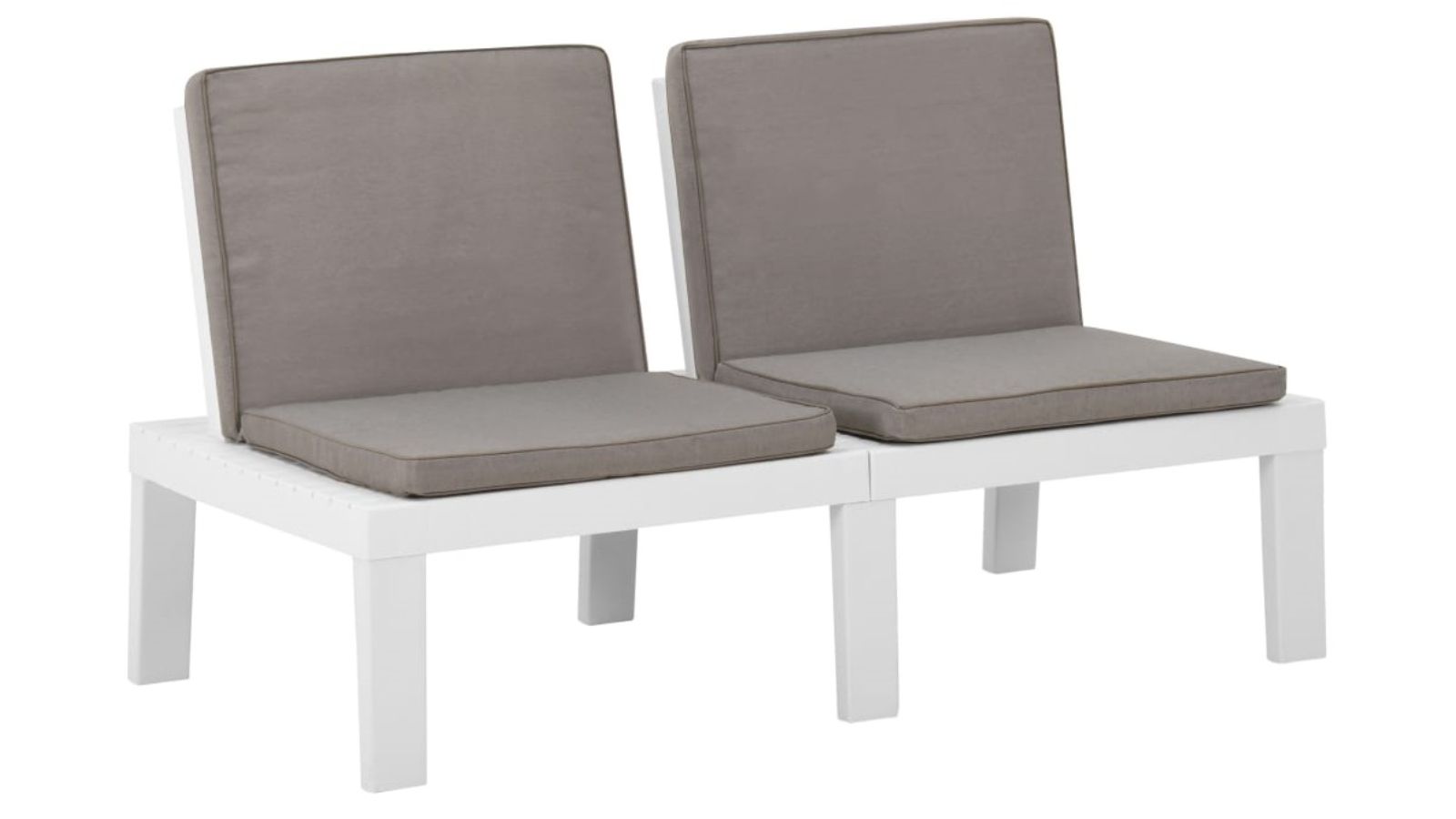 vidaXL White Plastic Garden Lounge Bench with Cushion