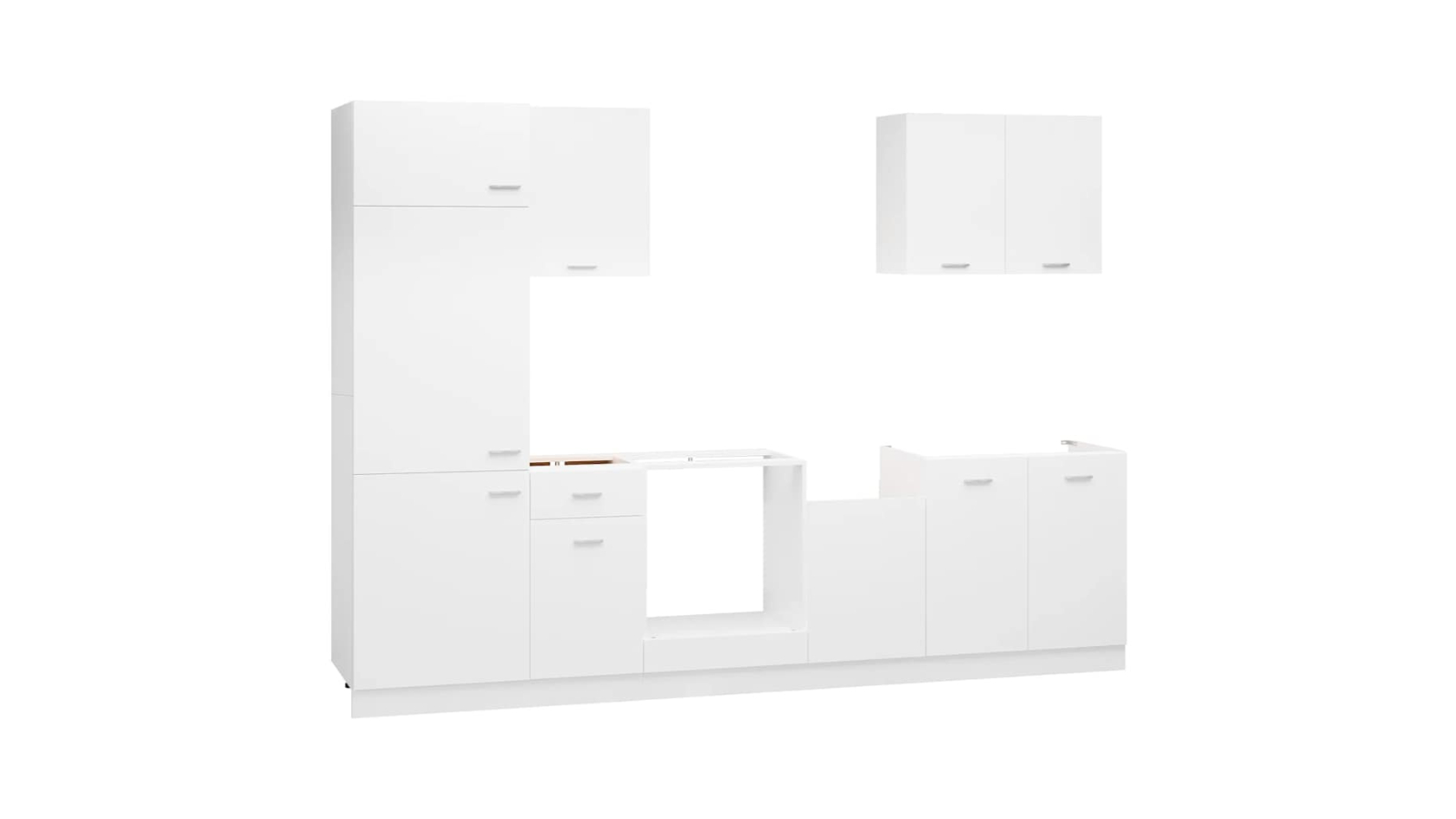 vidaXL 7 Piece Lyon White Engineered Wood Kitchen Cabinet Set 