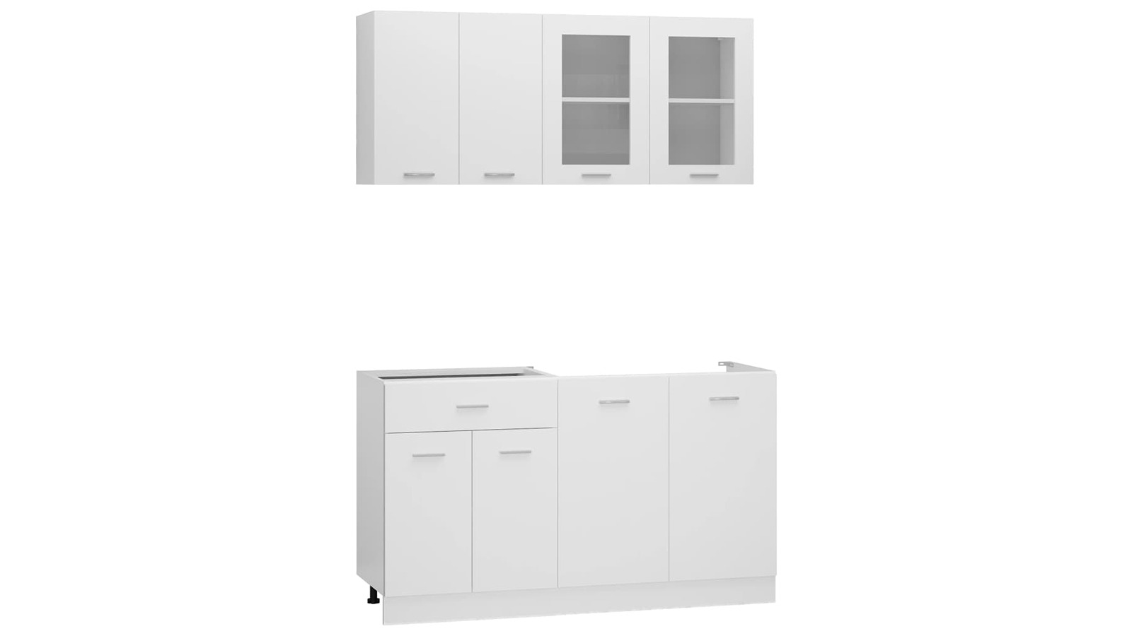 vidaXL 4 Piece Lyon White Engineered Wood Kitchen Cabinet Set