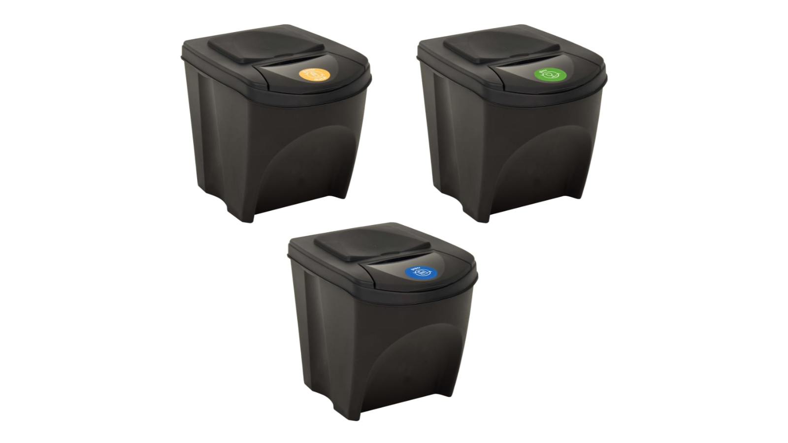 vidaXL 3 Piece Polypropylene Anthracite Stackable Garbage Bin - 75L