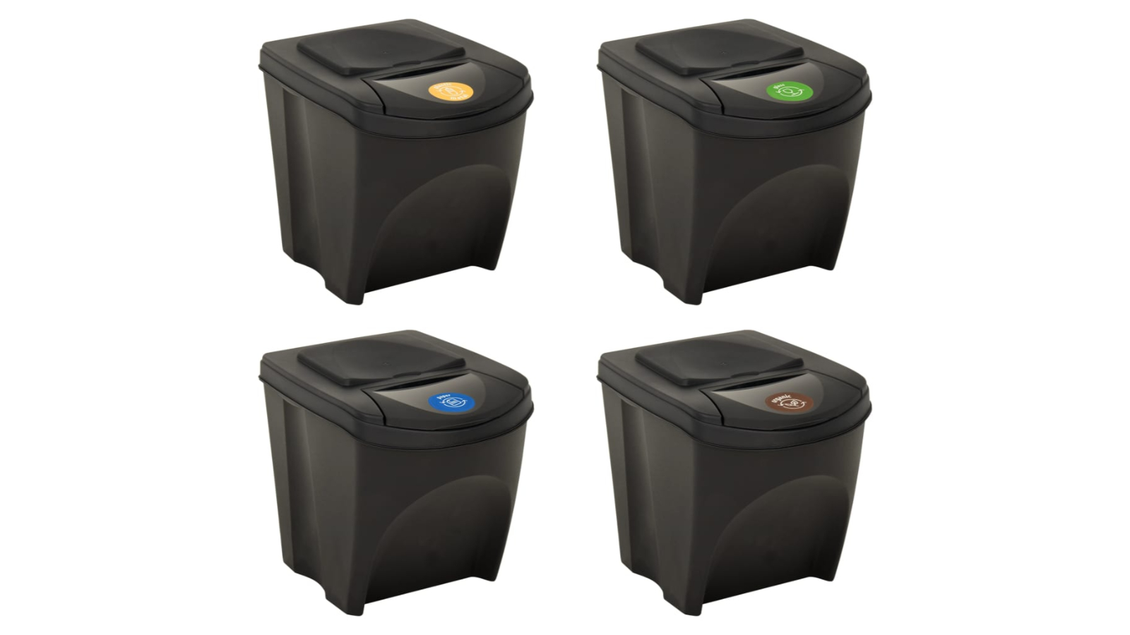 vidaXL 4 Piece Polypropylene Anthracite Stackable Garbage Bin - 100L