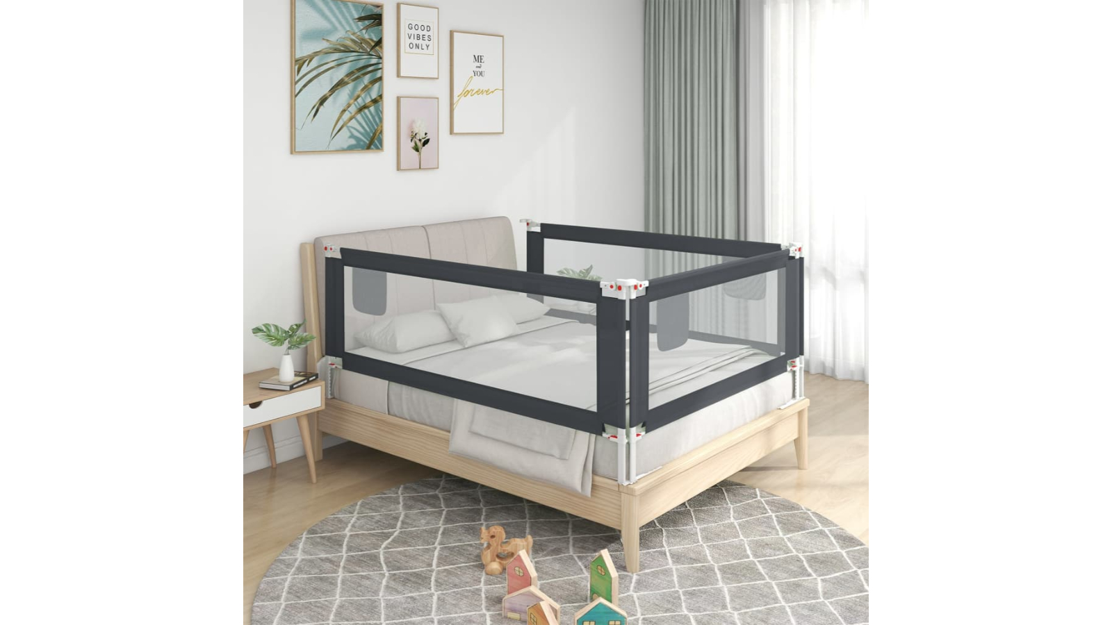 vidaXL Dark Grey Toddler Safety Bed Rail 100 x 25cm Harvey Norman