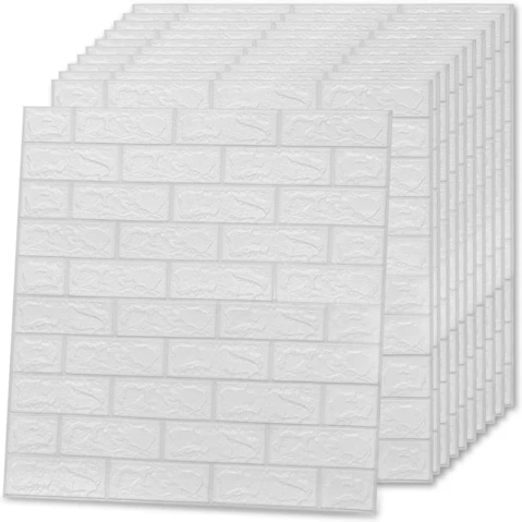 vidaXL 10 Piece White 3D Brick Self-Adhesive Wallpaper