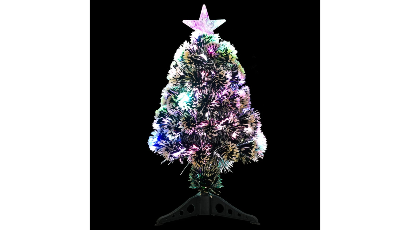 vidaXL Green/White Fibre Optic Christmas Tree with LEDs 64cm Harvey