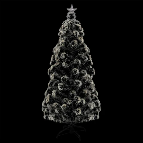vidaXL Pre-lit Christmas Tree Green and White 150cm Fibre Optic