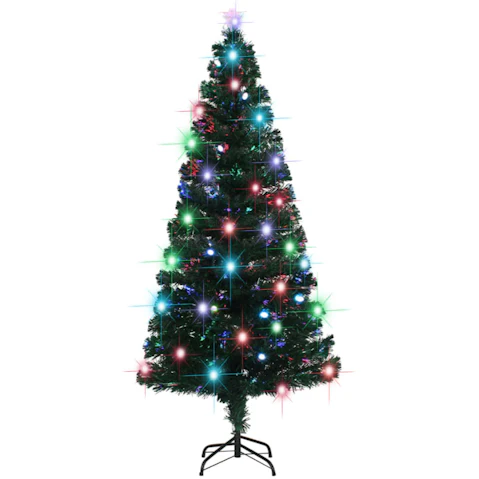 vidaXL Artificial Pre-lit Christmas Tree with Stand 180cm Fibre Optic