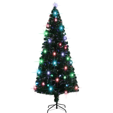vidaXL Artificial Pre-lit Christmas Tree with Stand 210cm Fibre Optic