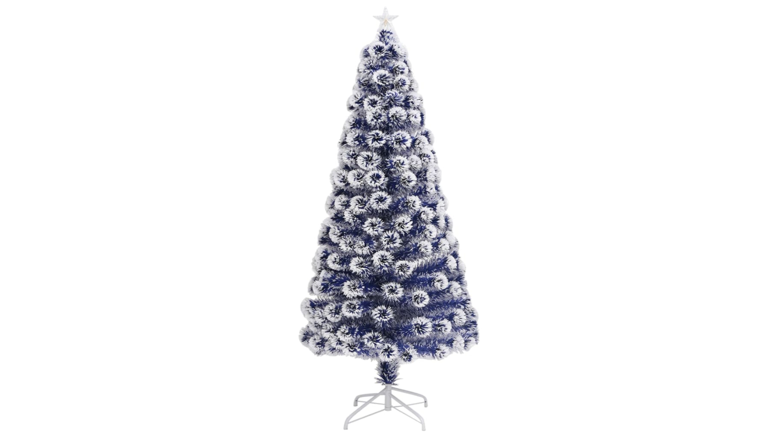 vidaXL Artificial Pre-lit Christmas Tree White&Blue 150cm Fibre Optic
