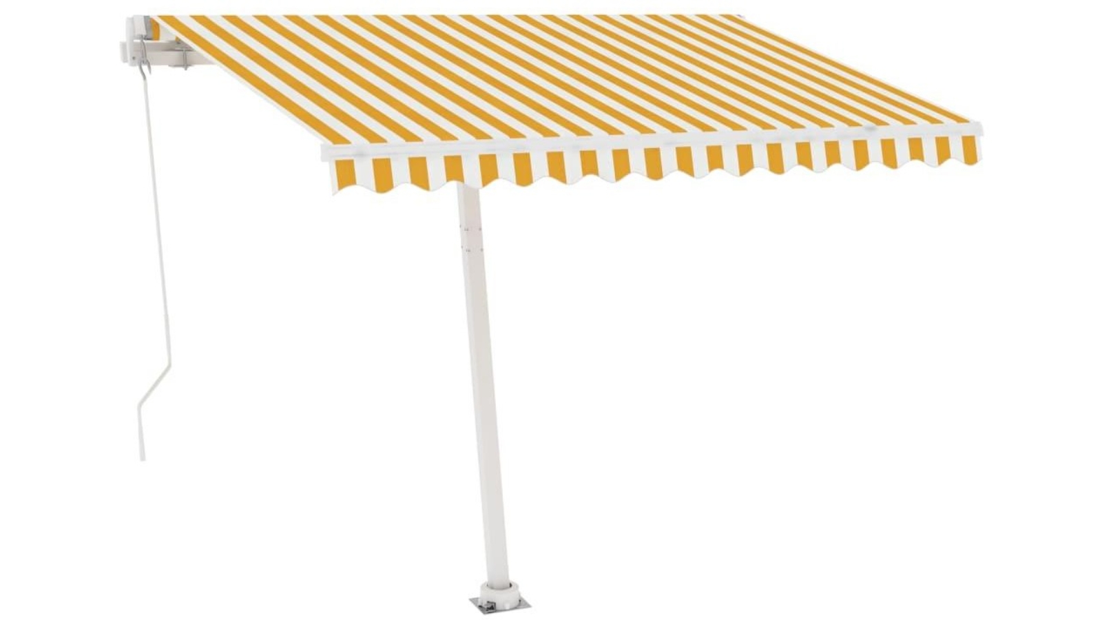 vidaXL 300 x 250cm Freestanding Manual Retractable Awning - Yellow/White
