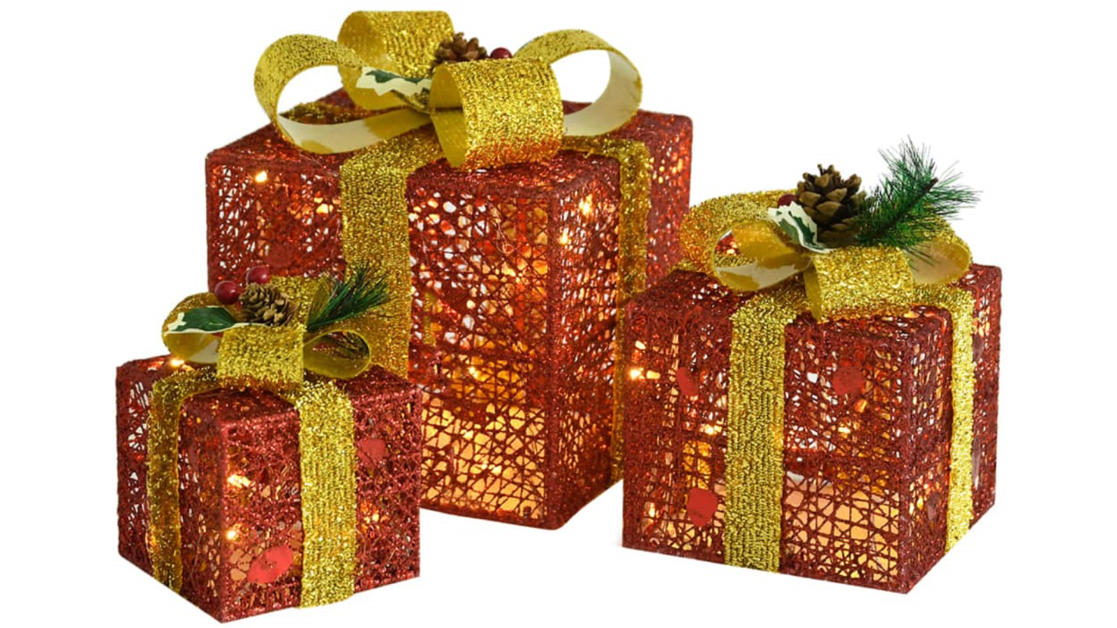 vidaXL 3 Piece Decorative Christmas Gift Boxes - Red
