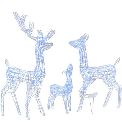 vidaXL Acrylic Reindeer Family Christmas Decoration 300 LED - Blue