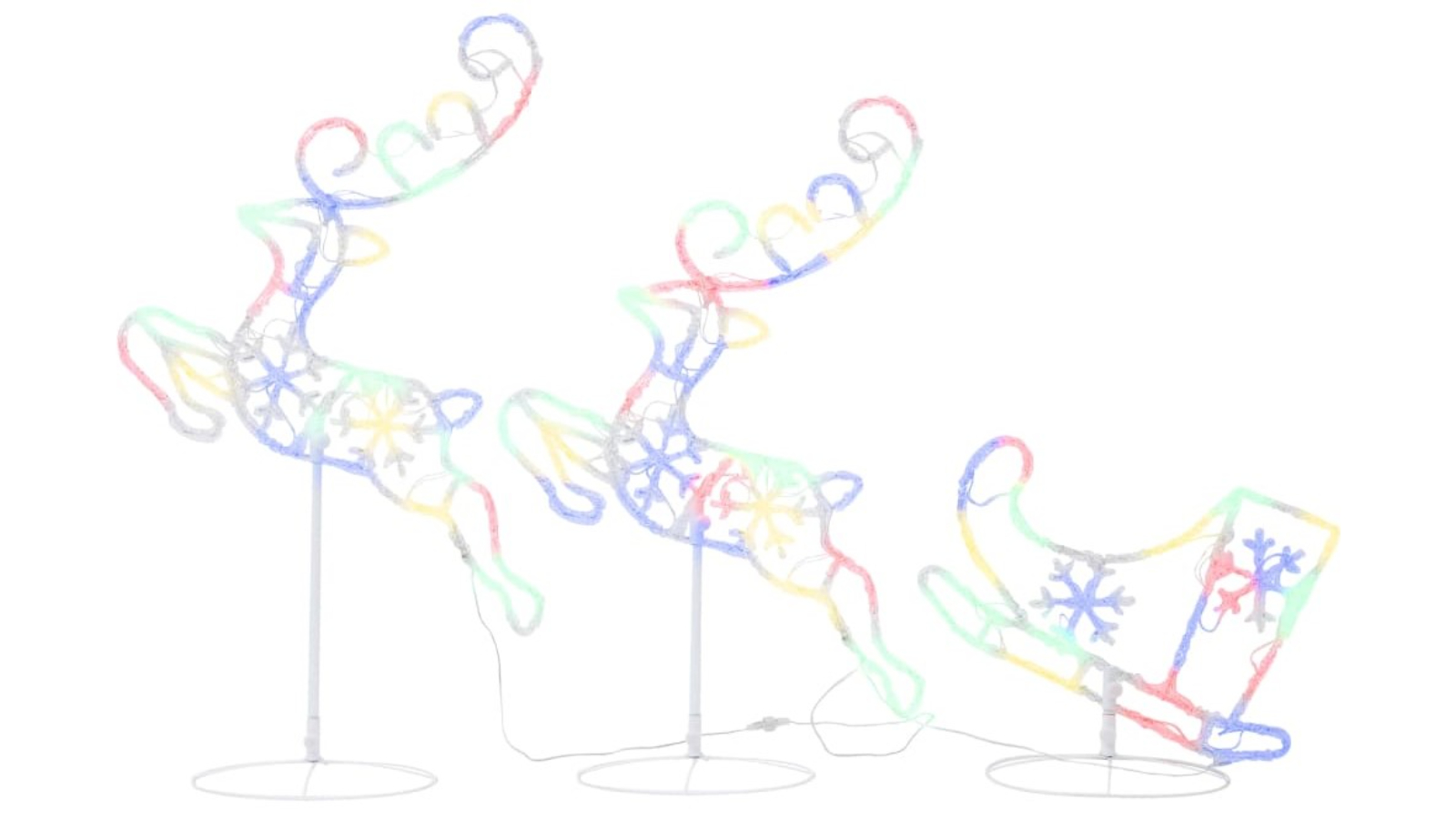 vidaXL 260 x 21 x 87cm Acrylic Christmas Flying Reindeer and Sleigh - Colourful