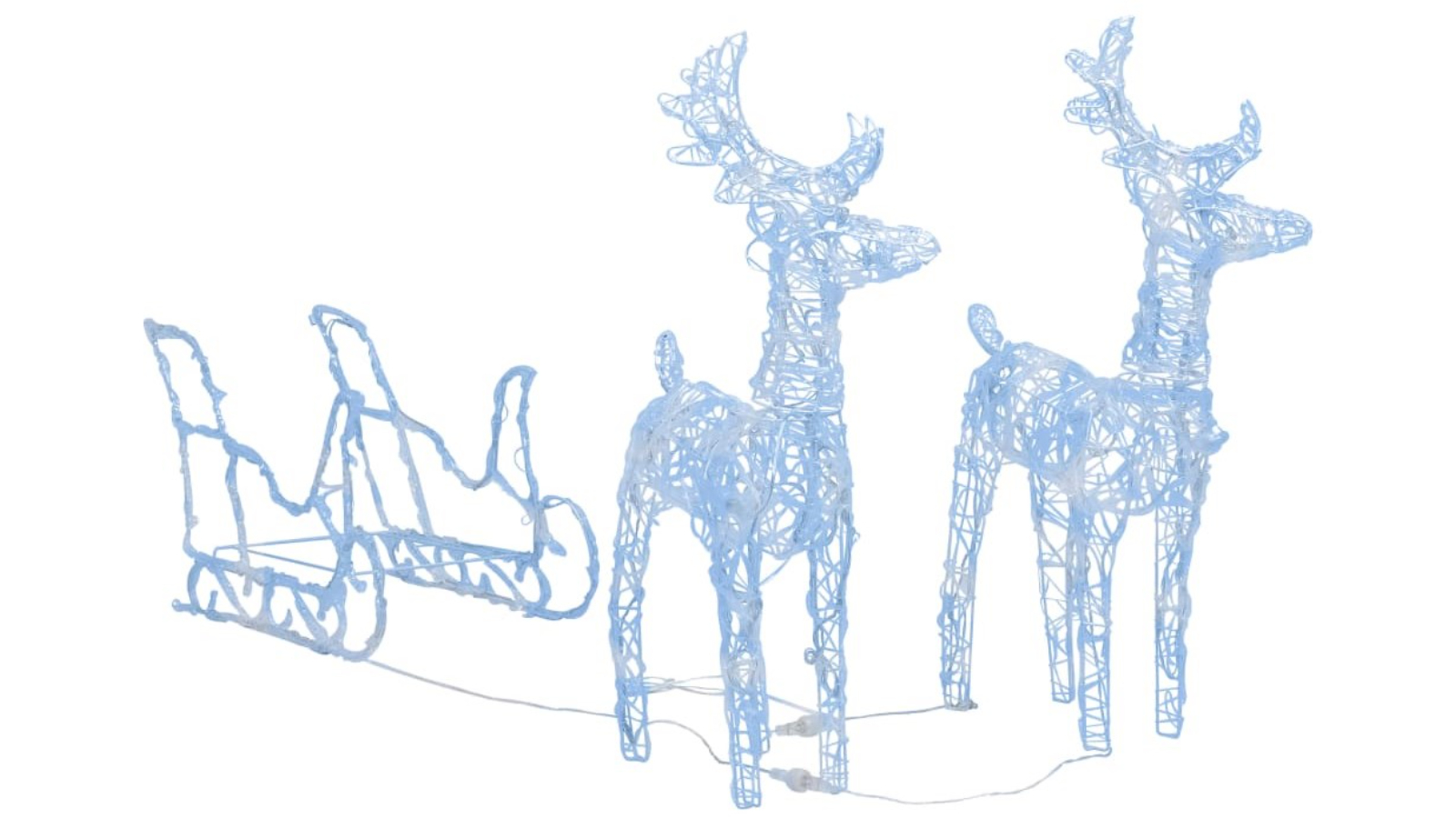 vidaXL 130cm Reindeers and Sleigh Christmas Decoration 160 LEDs Acrylic - Blue