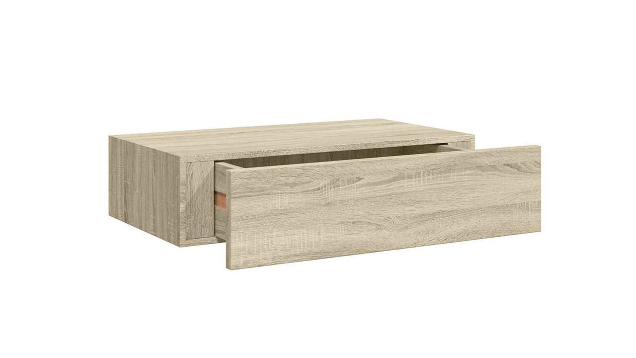 vidaXL MDF 40 x 23.5 x 10cm Wall-Mounted Drawer Shelf - Oak