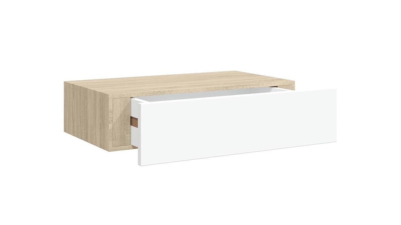 vidaXL MDF 40 x 23.5 x 10cm Wall-Mounted Drawer Shelf - White