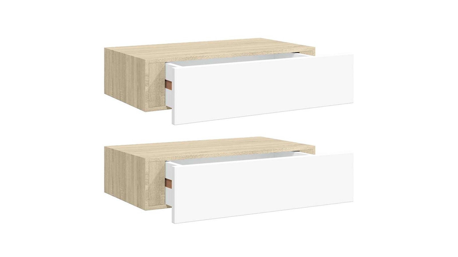 vidaXL 2 Piece White MDF Wall Drawer Shelf - 40 x 23.5 x 10cm