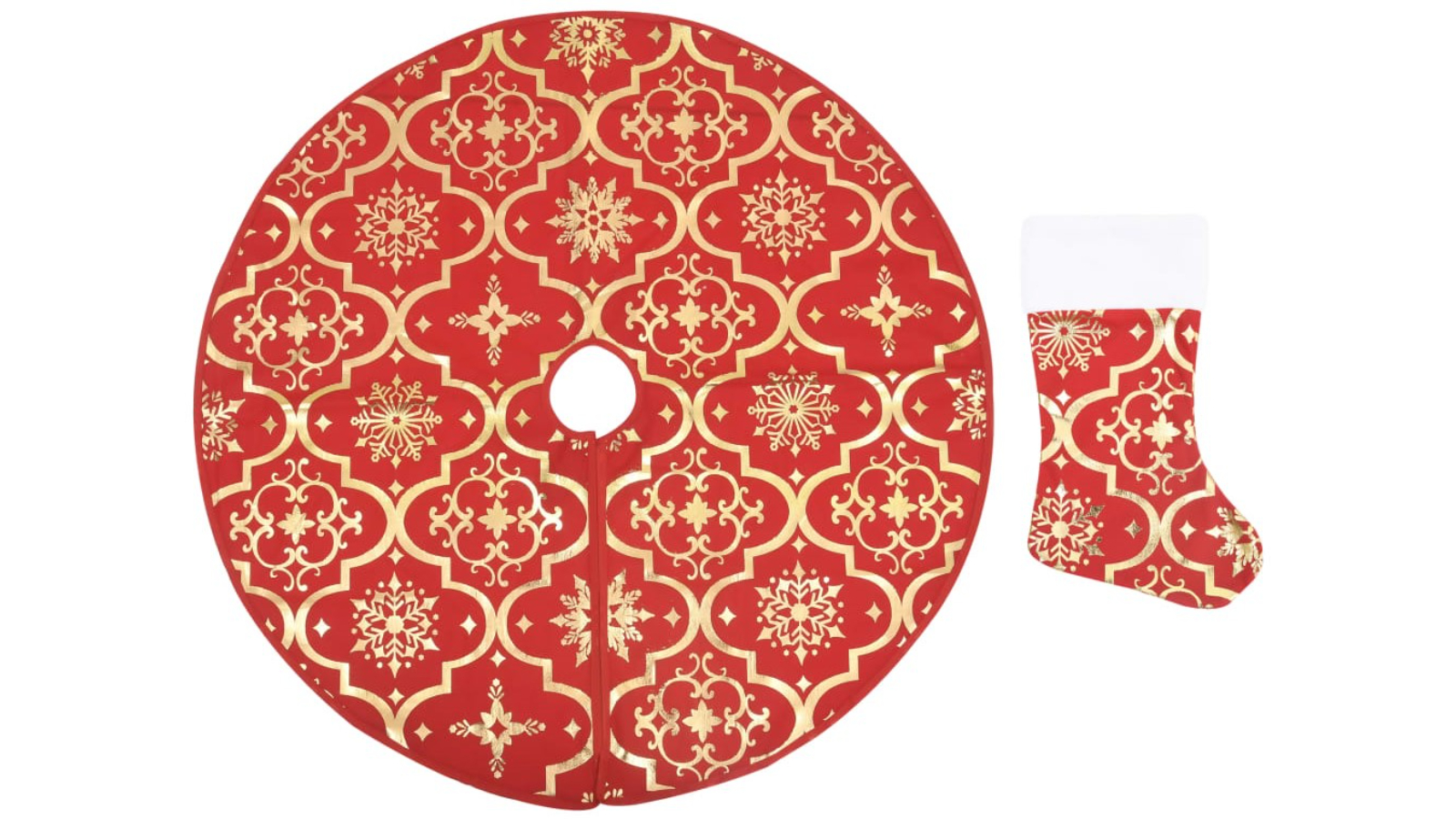 vidaXL Luxury Christmas Tree Skirt with Sock Red Fabric - 122cm