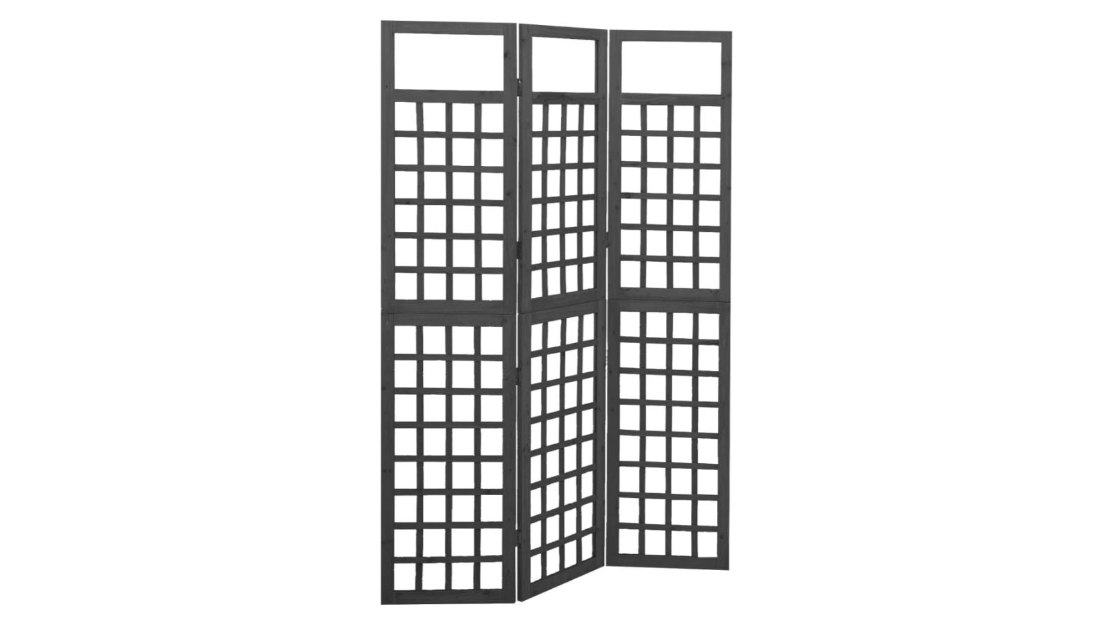 vidaXL 3-Panel Black Solid Fir Wood 121 x 180cm Room Divider/Trellis