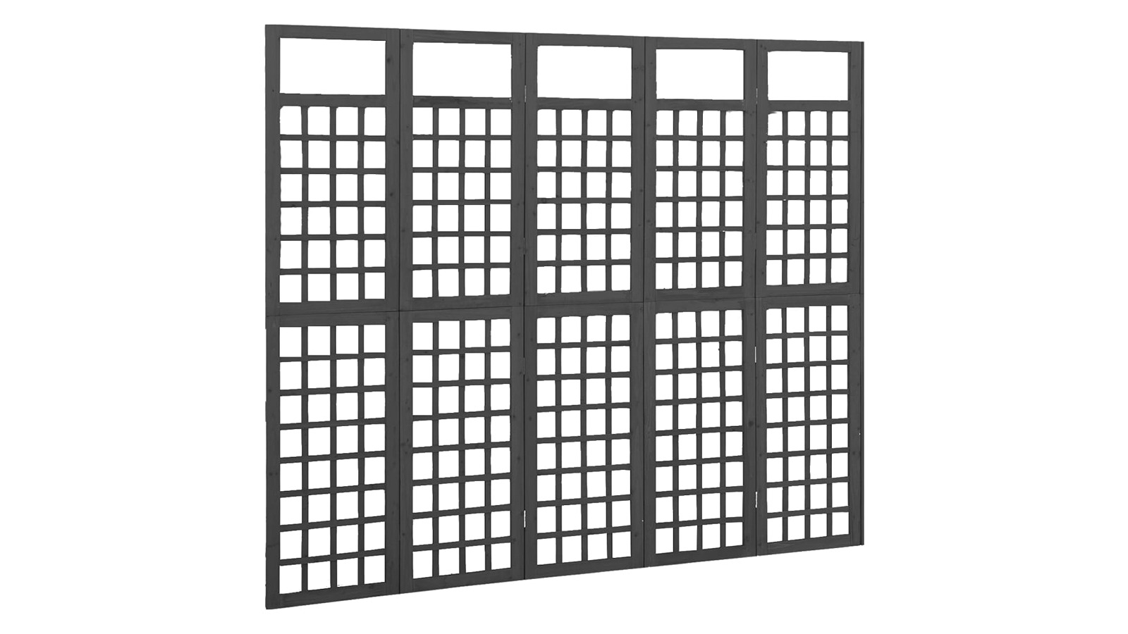 vidaXL 5-Panel Black Solid Fir Wood 201.5 x 180cm Trellis Room Divider