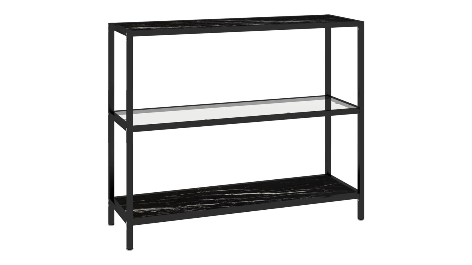 vidaXL Black Marble Tempered Glass 100 x 36 x 90cm Shelf Transparent