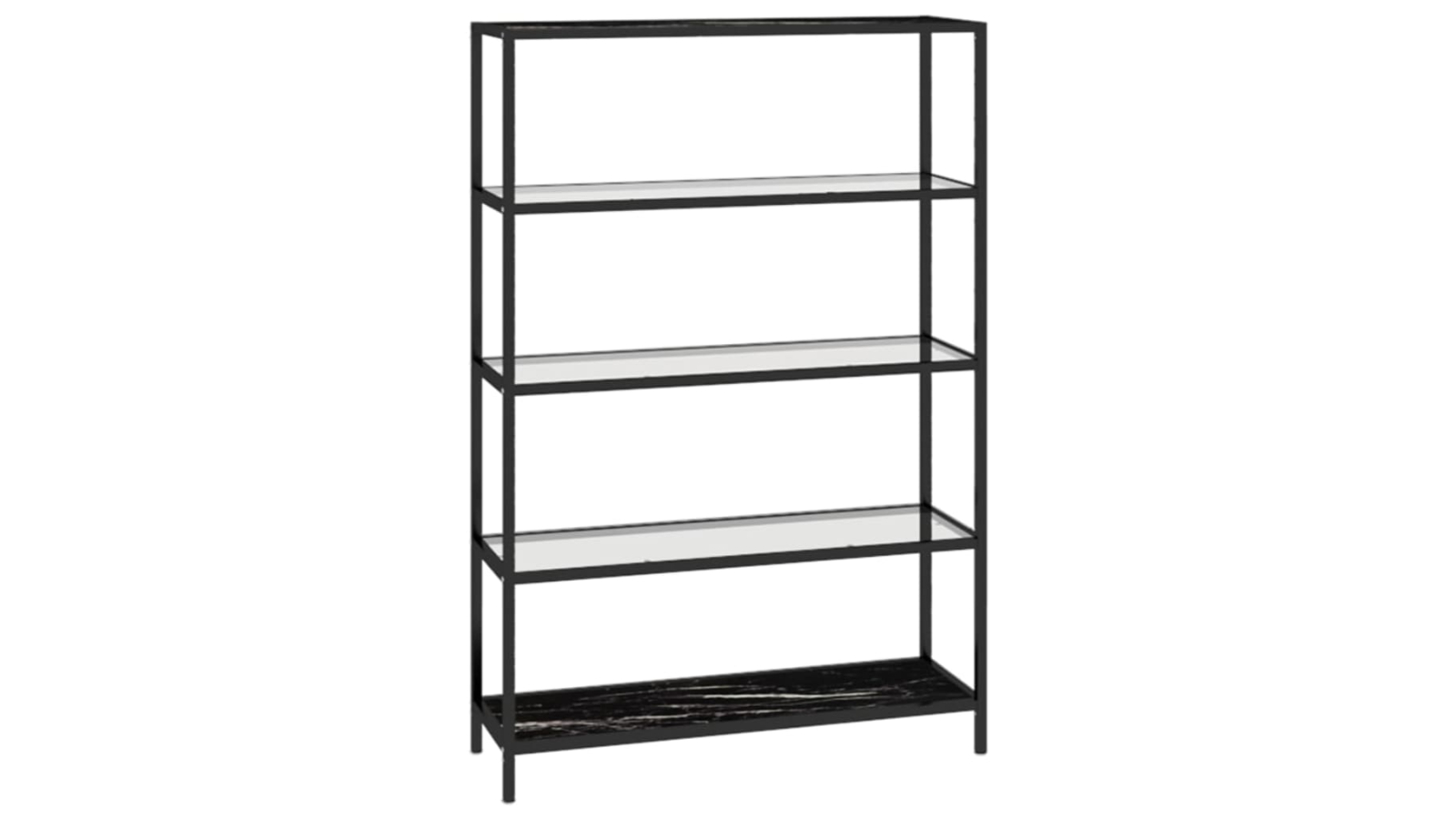 vidaXL Black Marble and Transparent Tempered Glass 100 x 36 x 168cm Shelf