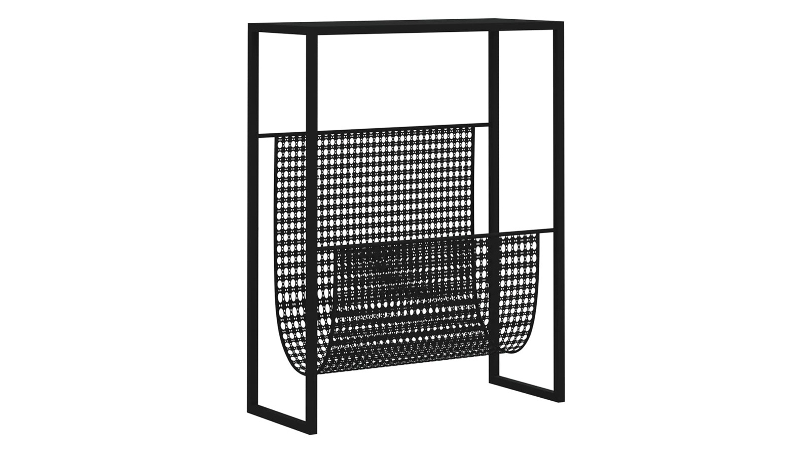 vidaXL Black Steel 35 x 15 x 45cm Magazine Rack