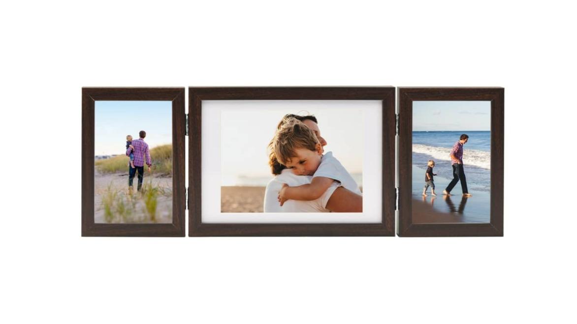 vidaXL Dark Brown Trifold Photo Frame Collage