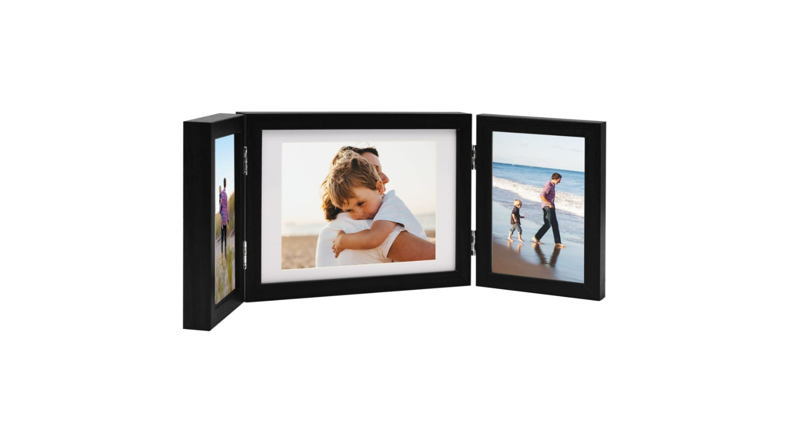 vidaXL Black Trifold Collage 22 x 15cm Photo Frame