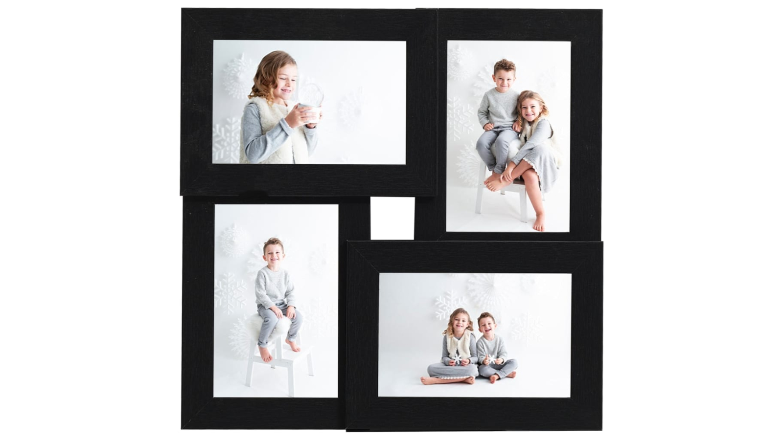 vidaXL Black MDF 13 x 18 cm Collage Photo Frame for 4 Piece Picture
