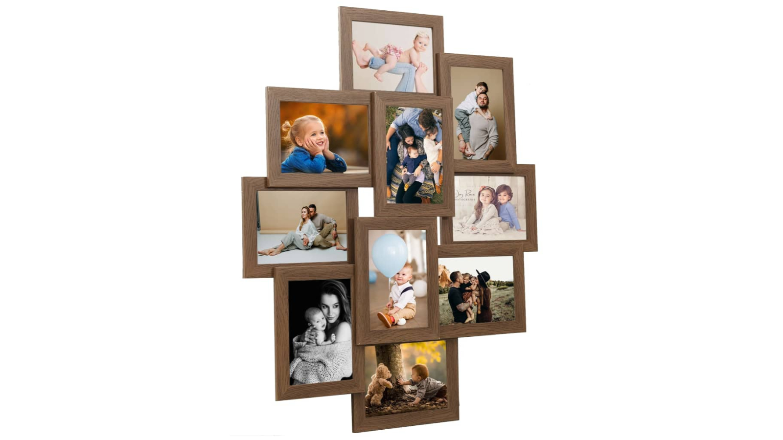 vidaXL Light Brown MDF Collage Photo Frame for 10 Piece Picture - 10 x 15cm