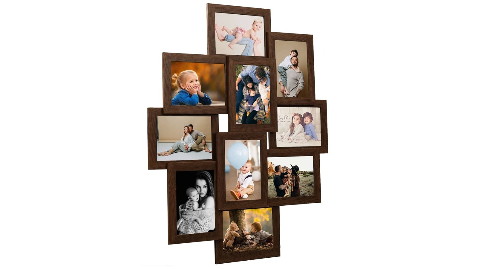 vidaXL 10 Piece Dark Brown MDF Collage Photo Frame for 13 x 18cm Picture