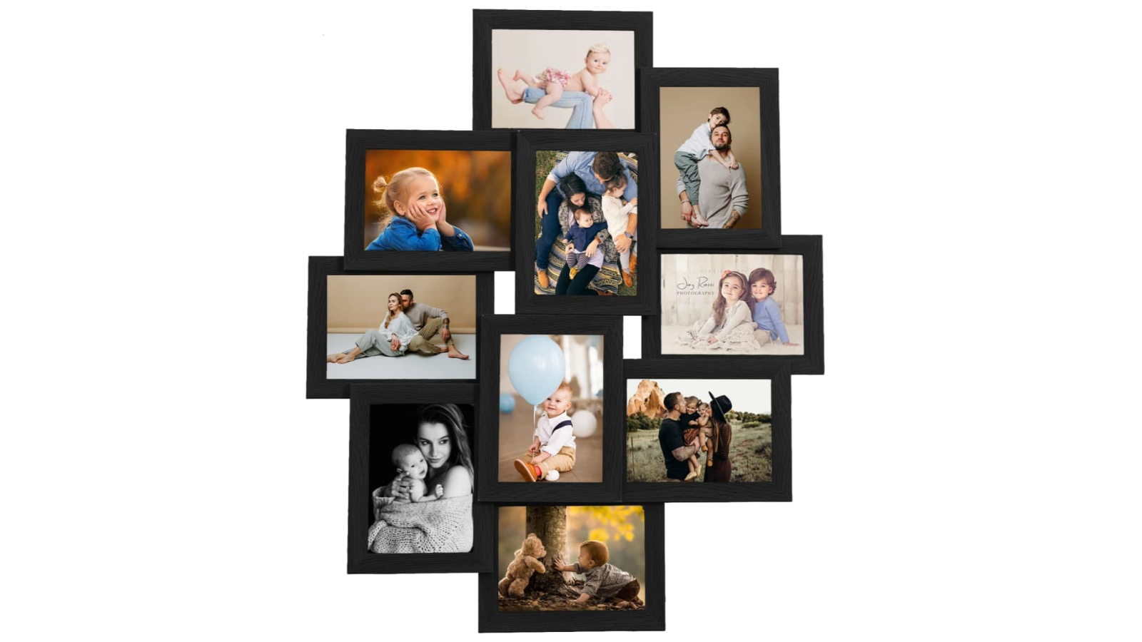 vidaXL Black MDF Collage Photo Frame for 10 Piece Picture - 13 x 18cm