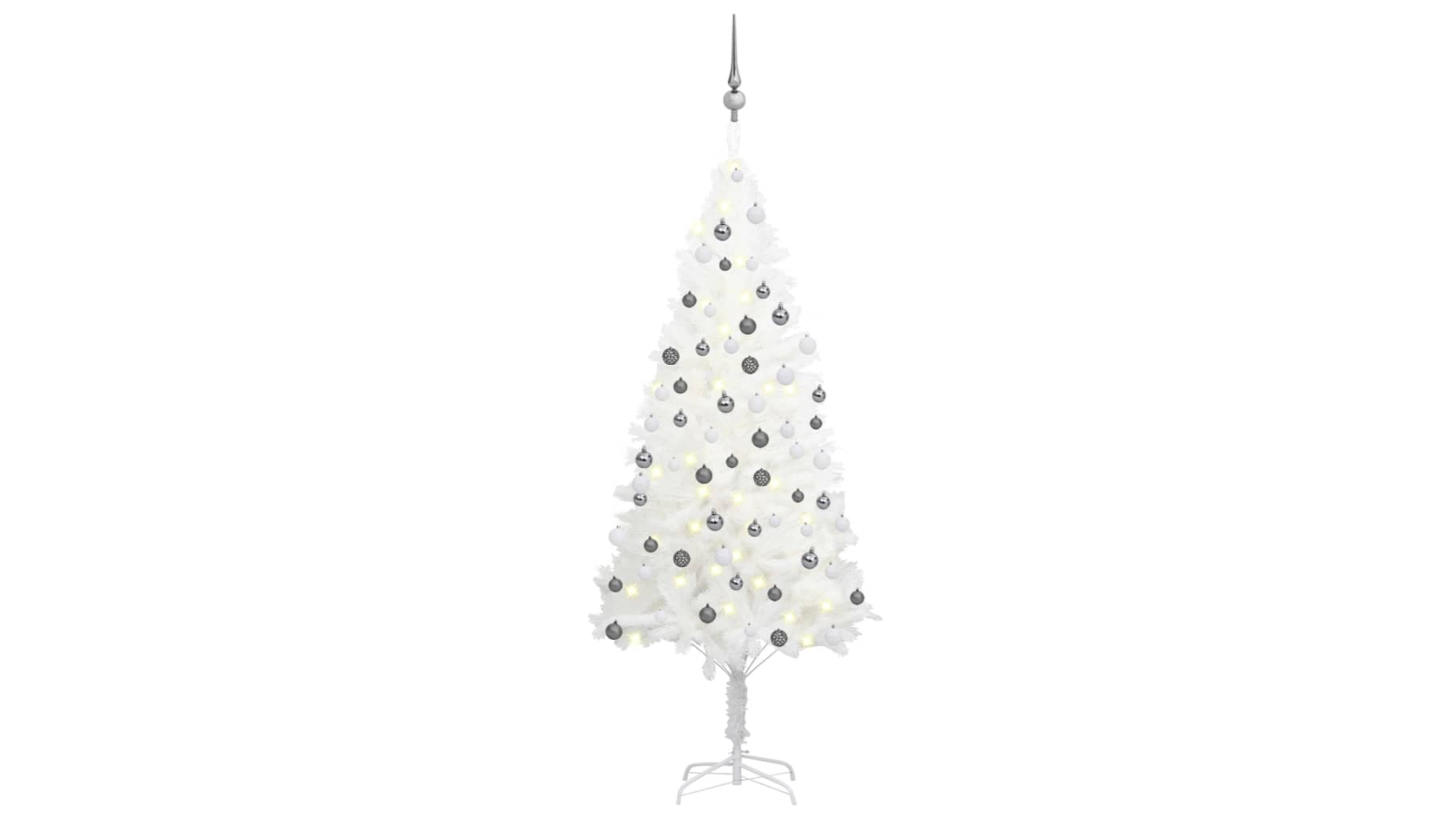vidaXL 150cm White Artificial Christmas Tree with LED and Ball Set White Harvey Norman