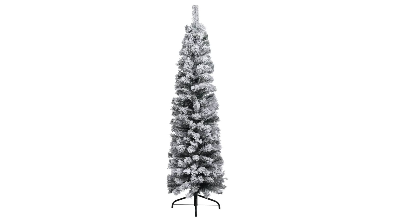 vidaXL PVC Green Slim Pre-lit Christmas Tree with Flocked Snow - 180cm
