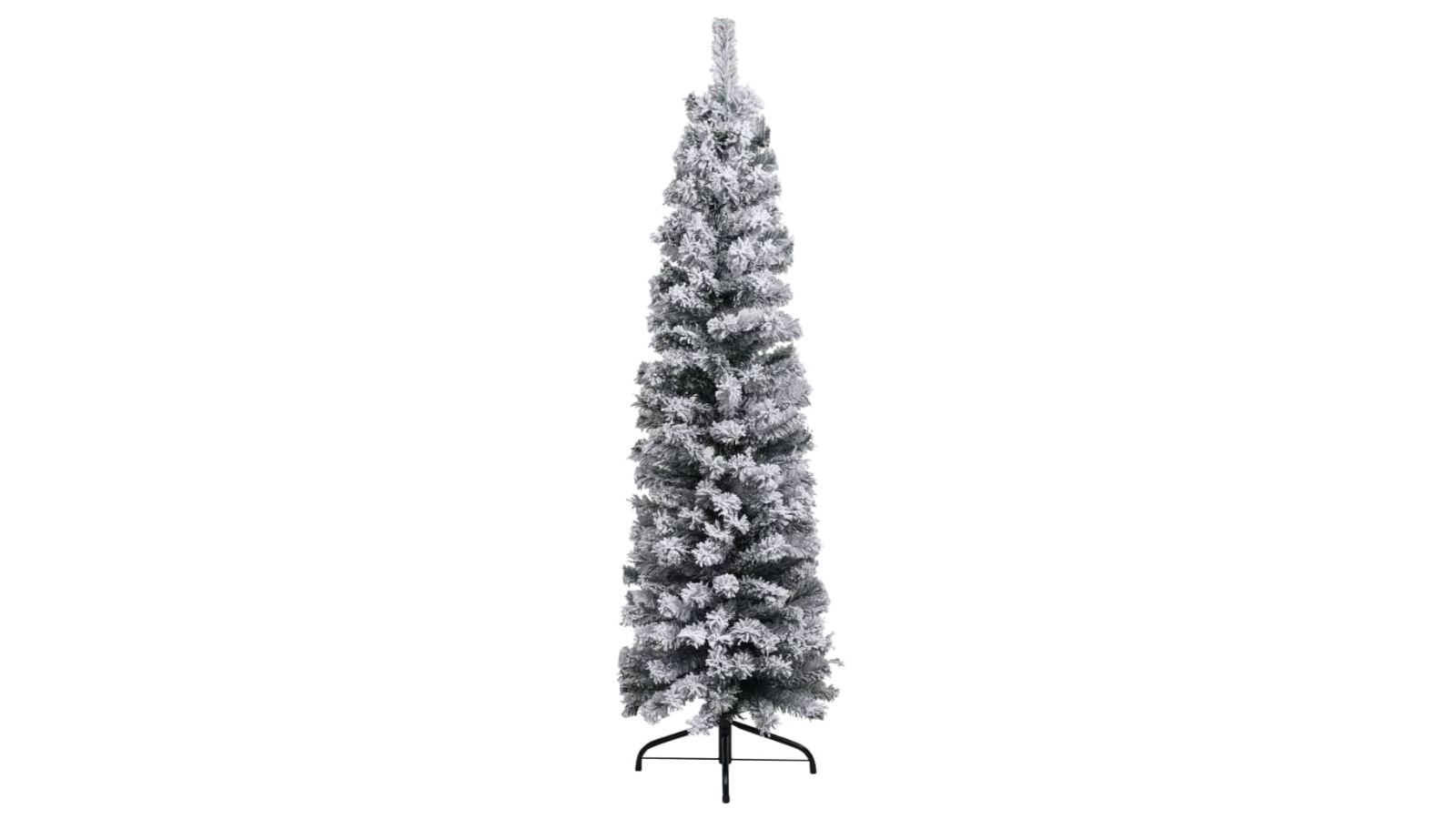 vidaXL PVC Green Slim Pre-lit Christmas Tree with Flocked Snow - 240cm