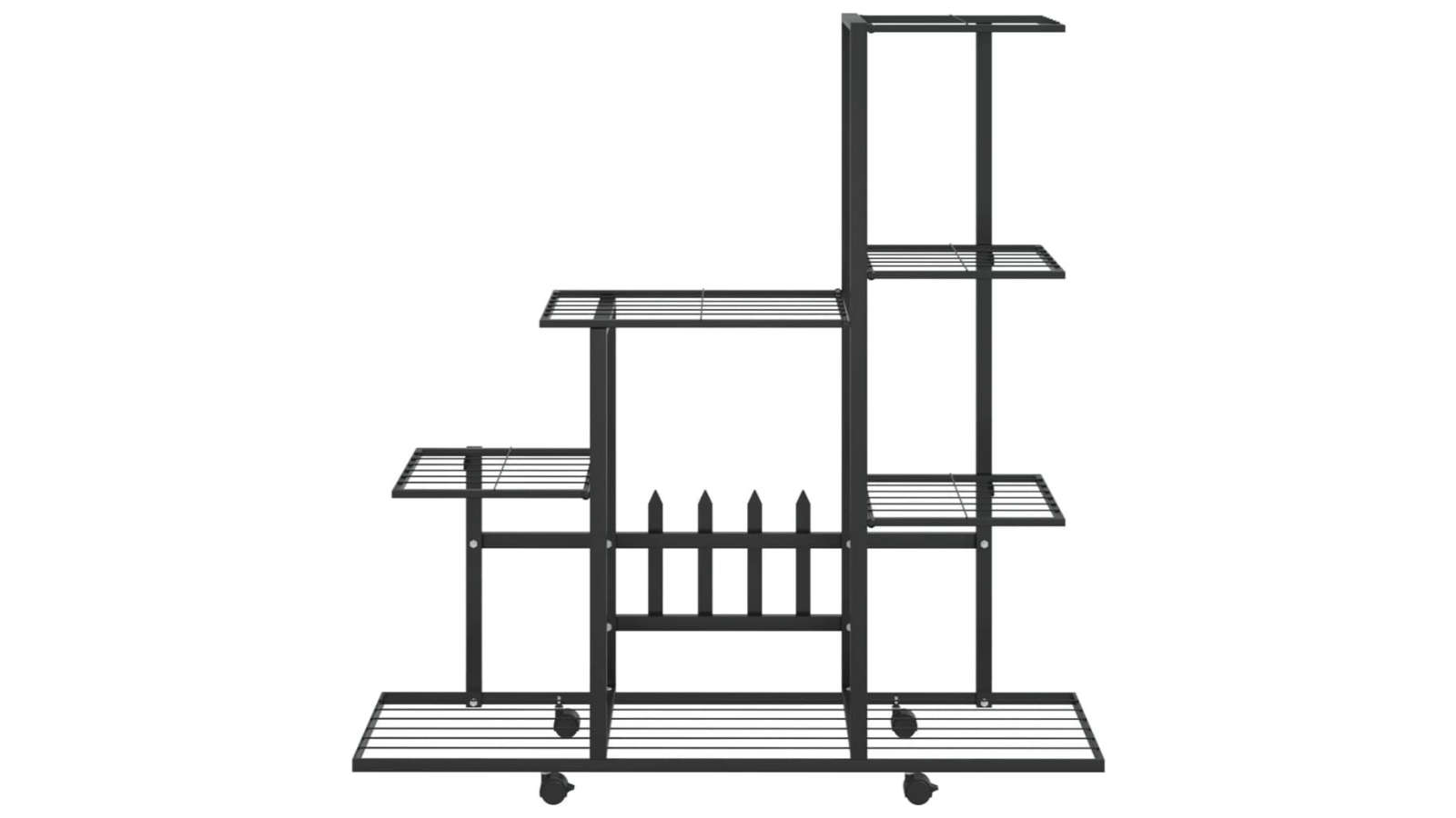 vidaXL Metal 94.5 x 25 x 92.5cm Flower Stand with Wheel - Black 