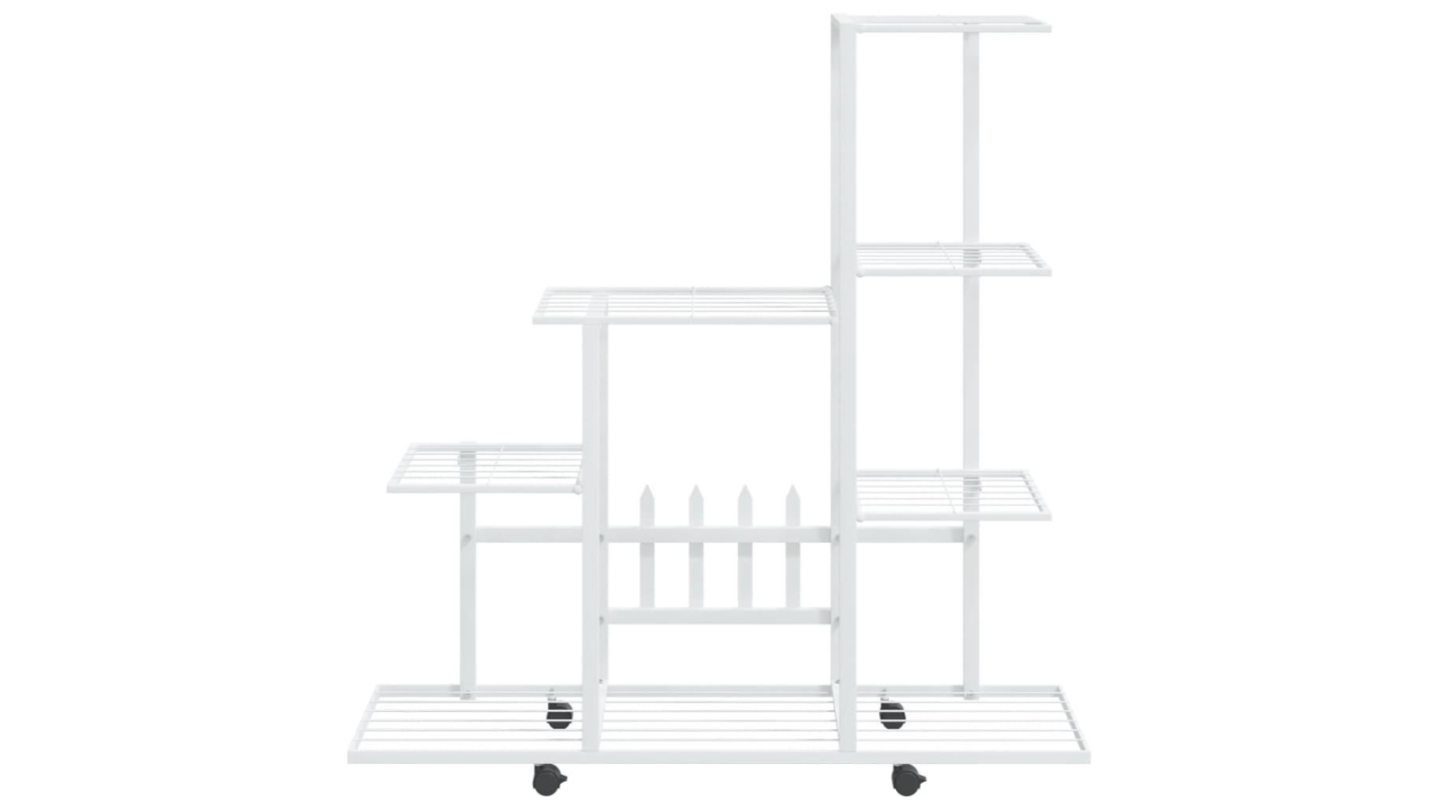 vidaXL Metal 94.5 x 25 x 92.5cm Flower Stand with Wheel - White 