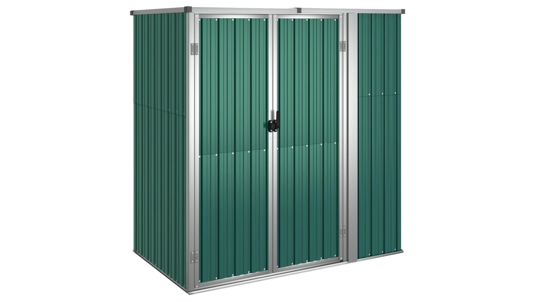 vidaXL Galvanised Steel Green Garden Tool Shed - 161 x 89 x 161cm