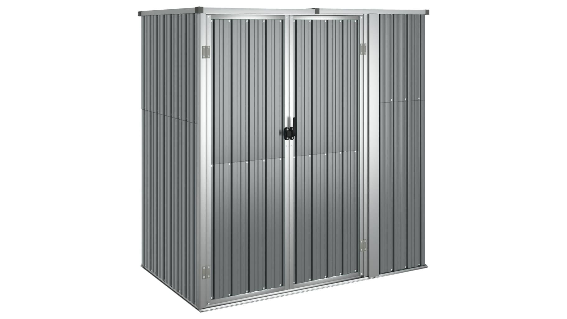 vidaXL Galvanised Steel Grey Garden Tool Shed - 161 x 89 x 161cm