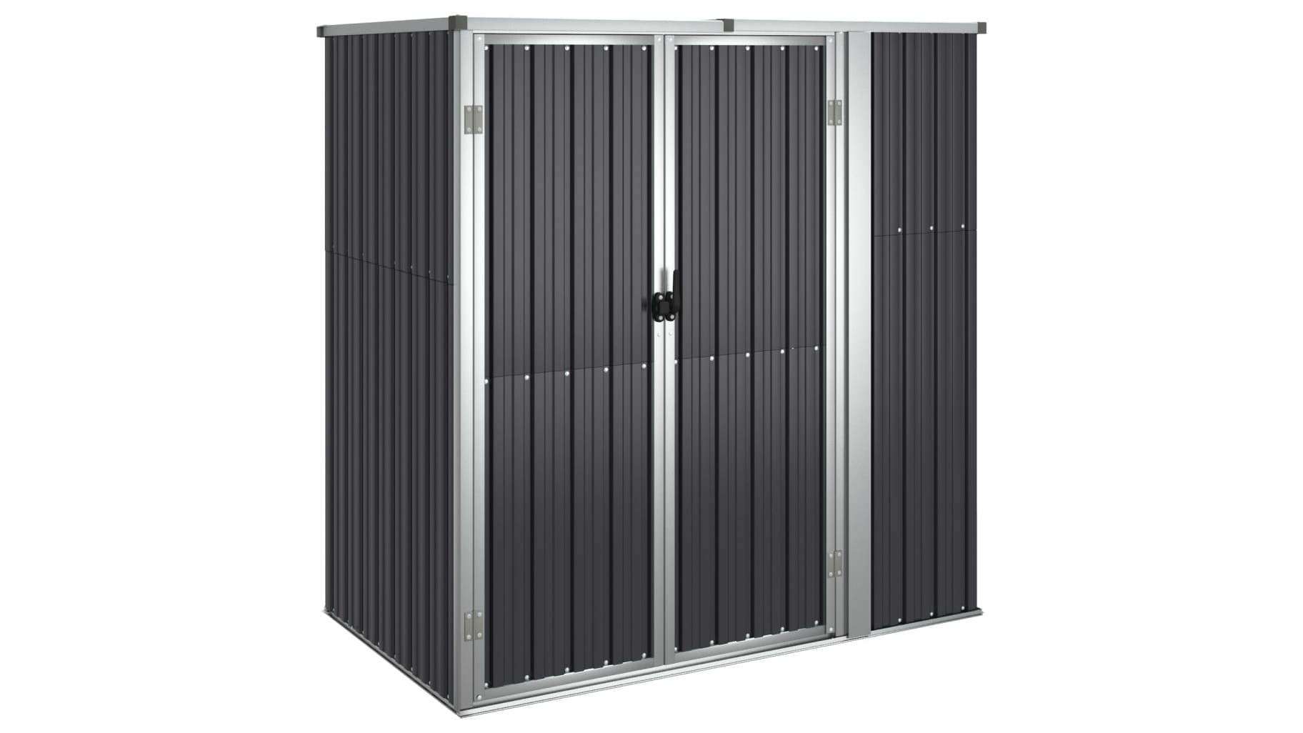 vidaXL Galvanised Steel Anthracite Garden Tool Shed - 161 x 89 x 161cm
