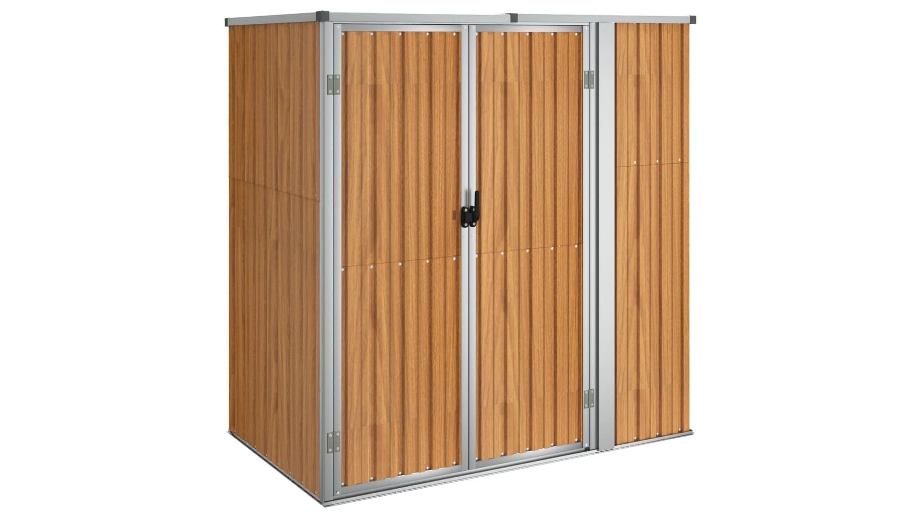 vidaXL Galvanised Steel Brown Garden Tool Shed - 161 x 89 x 161cm