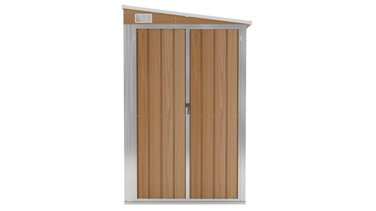 vidaXL Galvanised Steel 118 x 100 x 178cm Wall-mounted Garden Shed - Brown