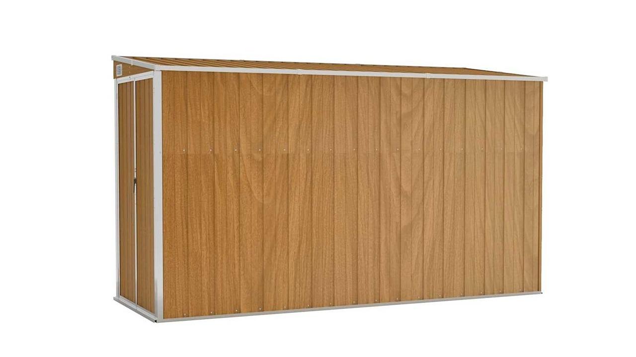 vidaXL Brown Galvanised Steel Wall-Mounted Garden Shed - 118 x 288 x 178cm