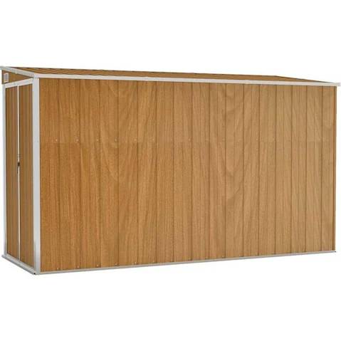 vidaXL Brown Galvanised Steel Wall-Mounted Garden Shed - 118 x 288 x 178cm