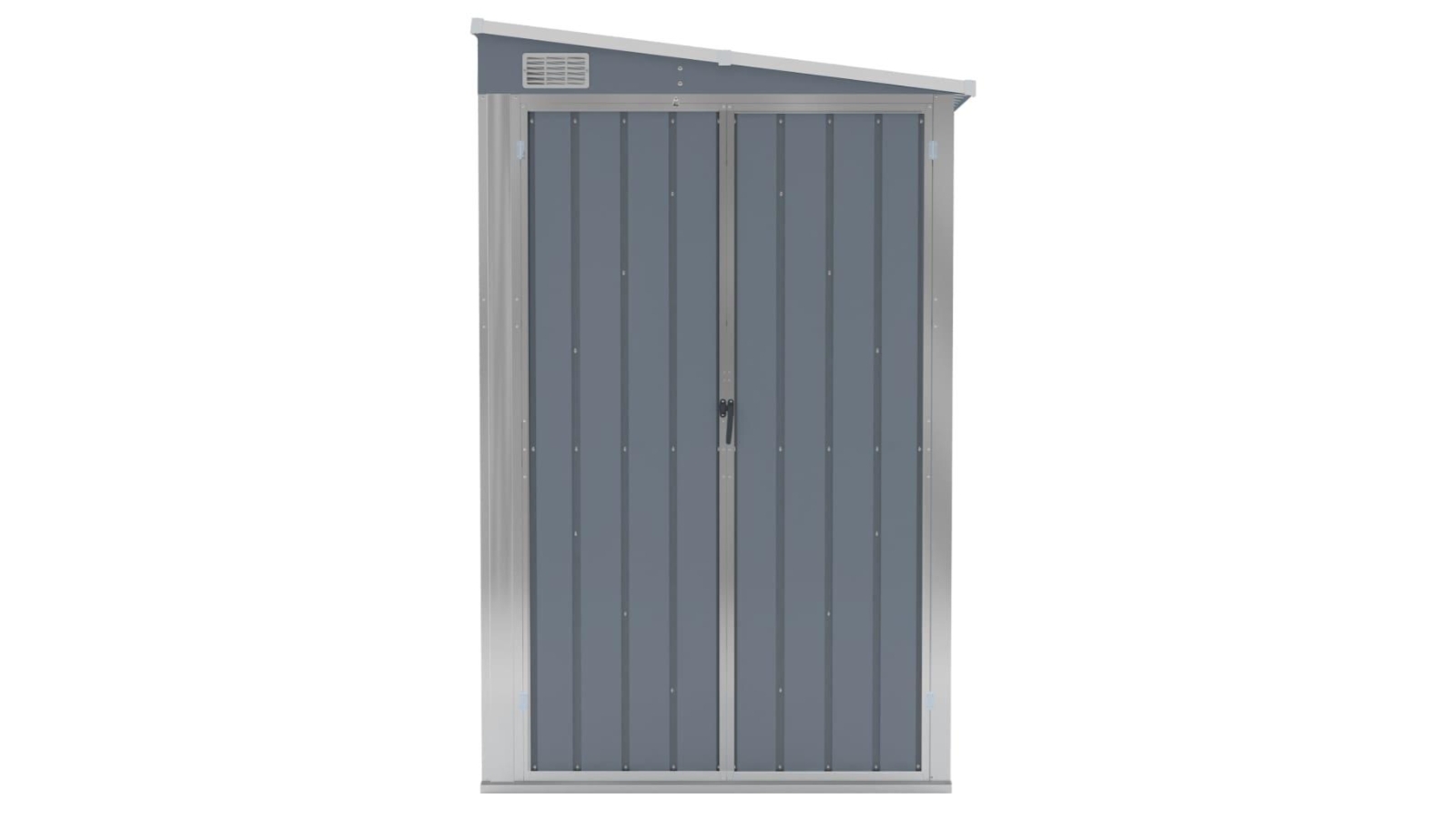vidaXL Galvanised Steel 118 x 382 x 178cm Wall-mounted Garden Shed - Grey