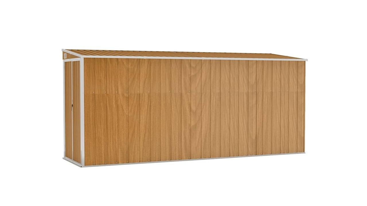 vidaXL Brown Galvanised Steel Wall-Mounted Garden Shed - 118 x 382 x 178cm